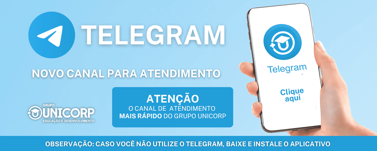 Novo atendimento Unicorp no Telegram — clique para acessar